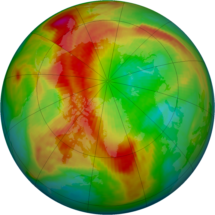 Arctic ozone map for 17 March 1990